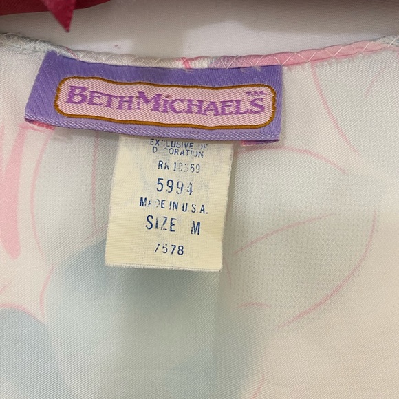 Vintage Pink, white & blue floral print robe - Picture 3 of 4